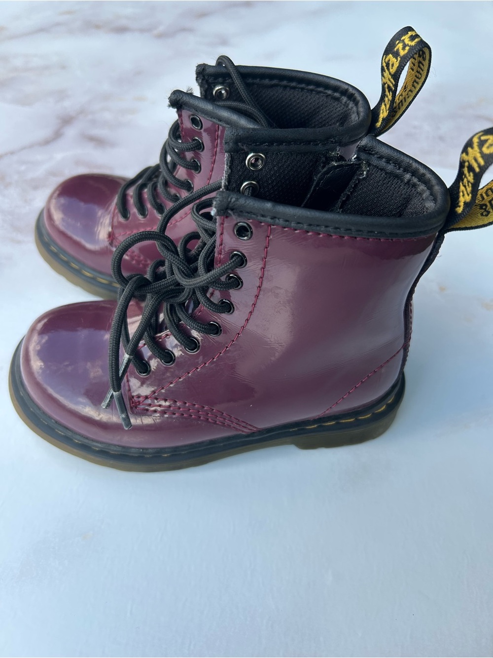 Dr. Martens 1460 Toddler Patent Leather Boots Purple Burgundy Size US 8 Girl